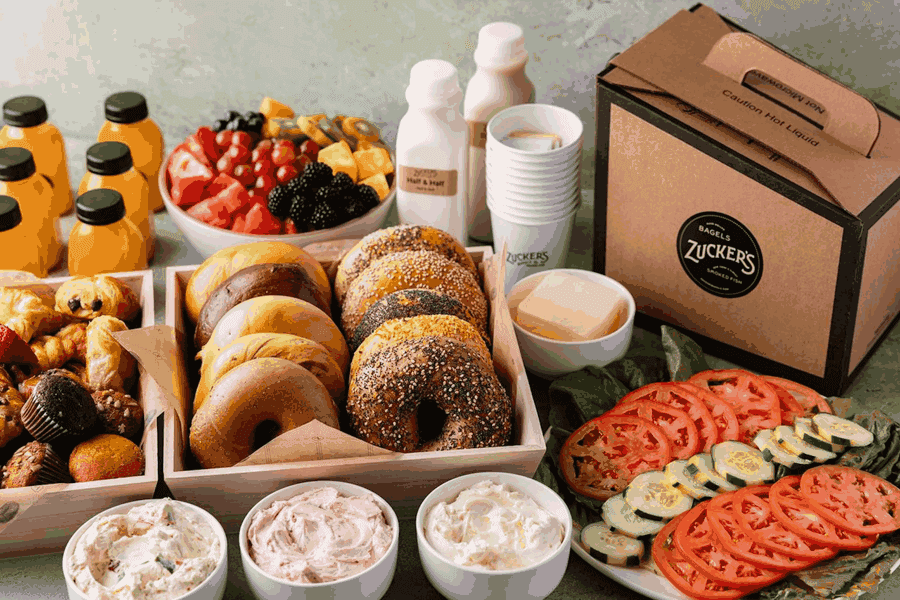 A catering spread from Zucker's Bagels and Smoked Fish